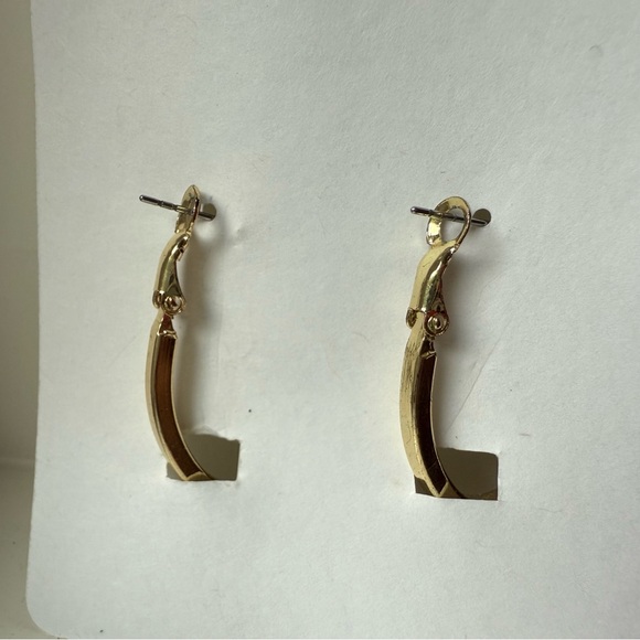 Gold Tone Oval Hoop Earrings - Picture 8 of 8